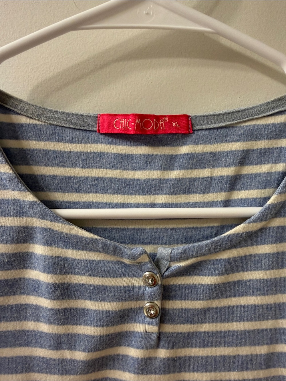 Chico's Blue and White Striped Short Sleeve Tee - Picture 8 of 8